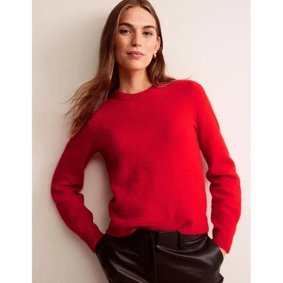 Boden Red Fluffy Bow Back Jumper Sweater Velvet Tie Women's Size XS - Picture 2 of 14